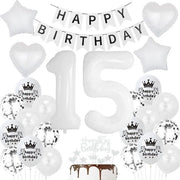 Decorazioni per il 15° compleanno - Ballooni per festa - Bianco - Decorazioni per bambini di 15 anni