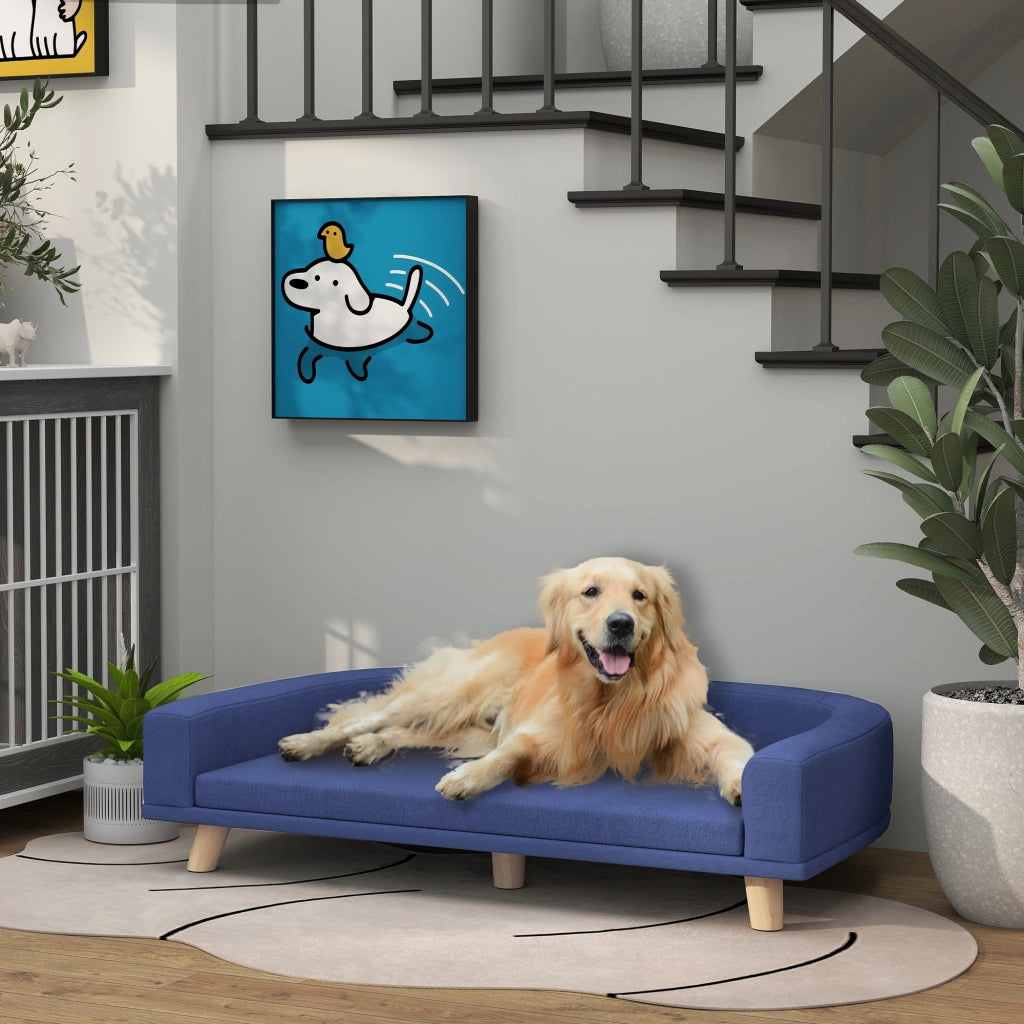 Letto per Cani ¨C zephmum ¨C Legno di Eucalipto, Blu, 98x67x25 cm