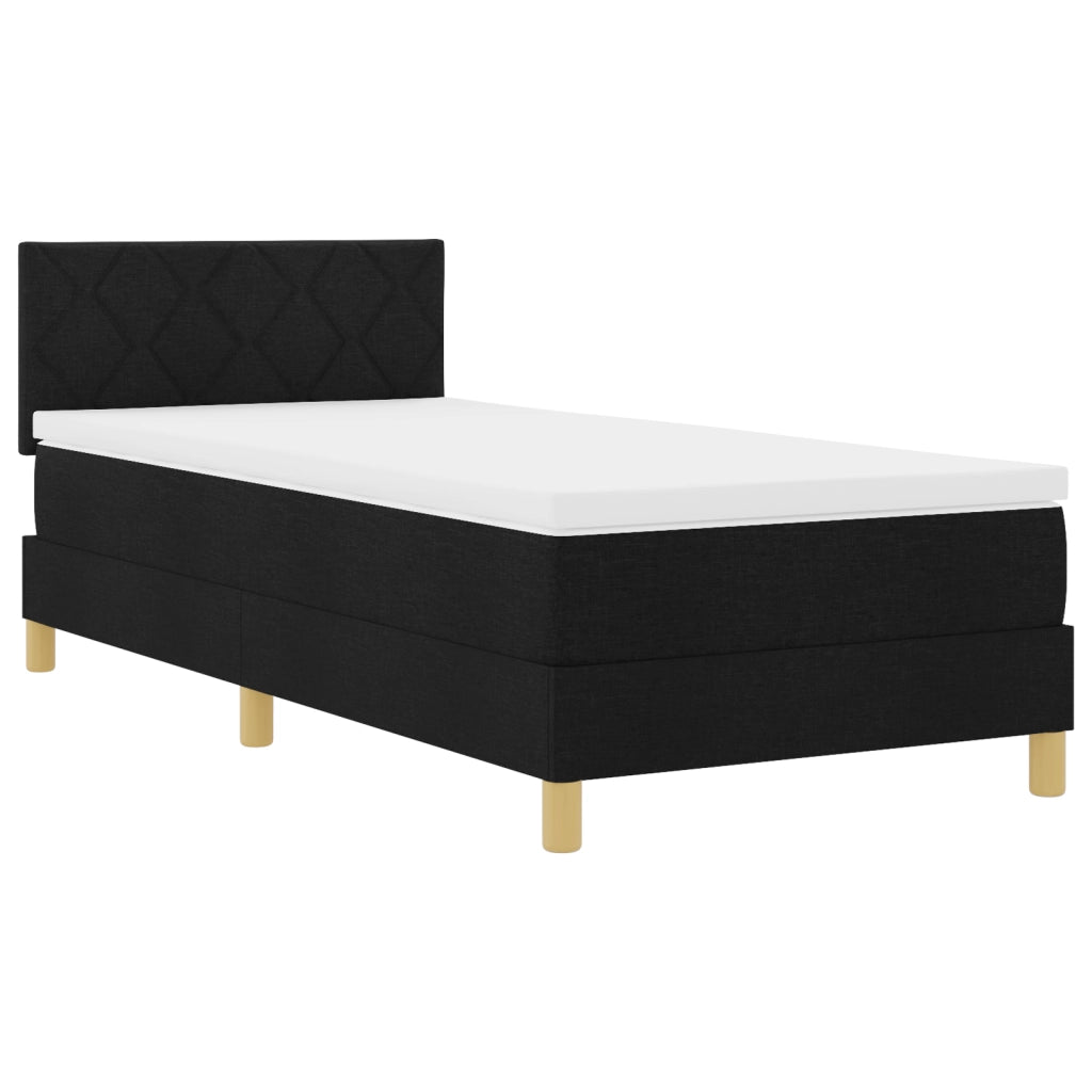Letto con Rete e Materasso Nero 90x190 cm Tessuto