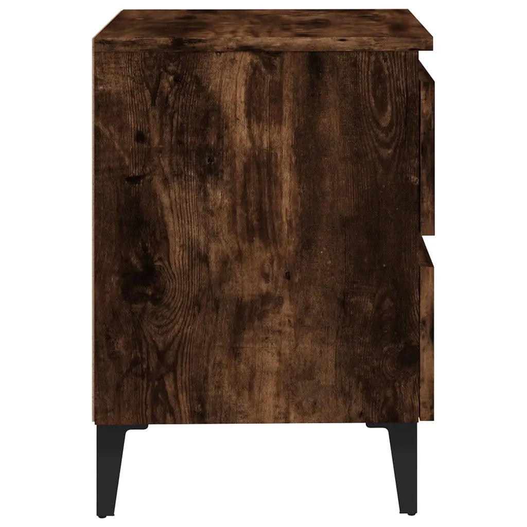 Comodino con Gambe in Metallo Rovere Fumo 40x35x50 cm 813128