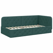 Letto singolo | Letto per adulti | Cornice del letto ad angolo Verde Scuro 90 x 190 cm Tessuto