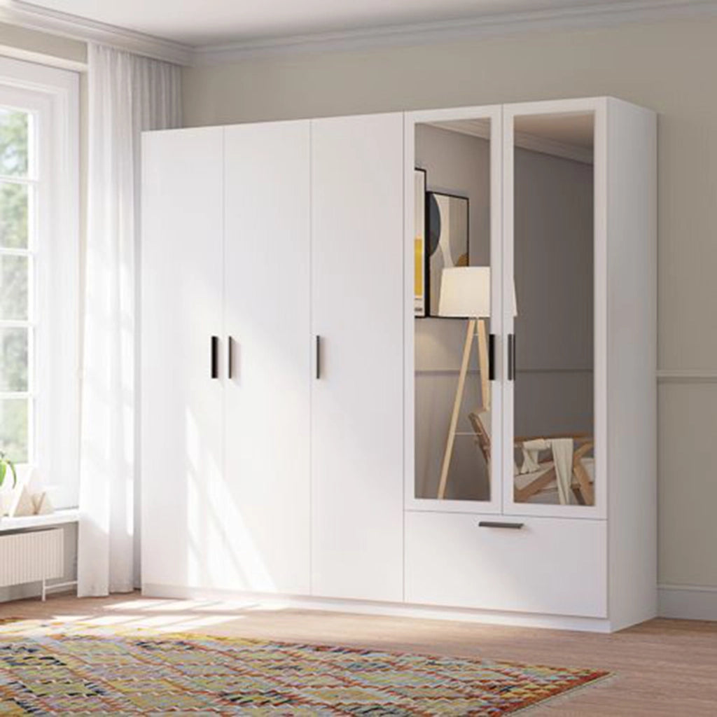 Armadio Camera da Letto Letesori, Guardaroba Grande 3 Ripiani, 225x210h cm Bianco