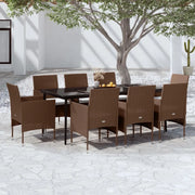 Set da Pranzo da Giardino con Cuscini 9 pz Marrone e Nero cod mxl 41906