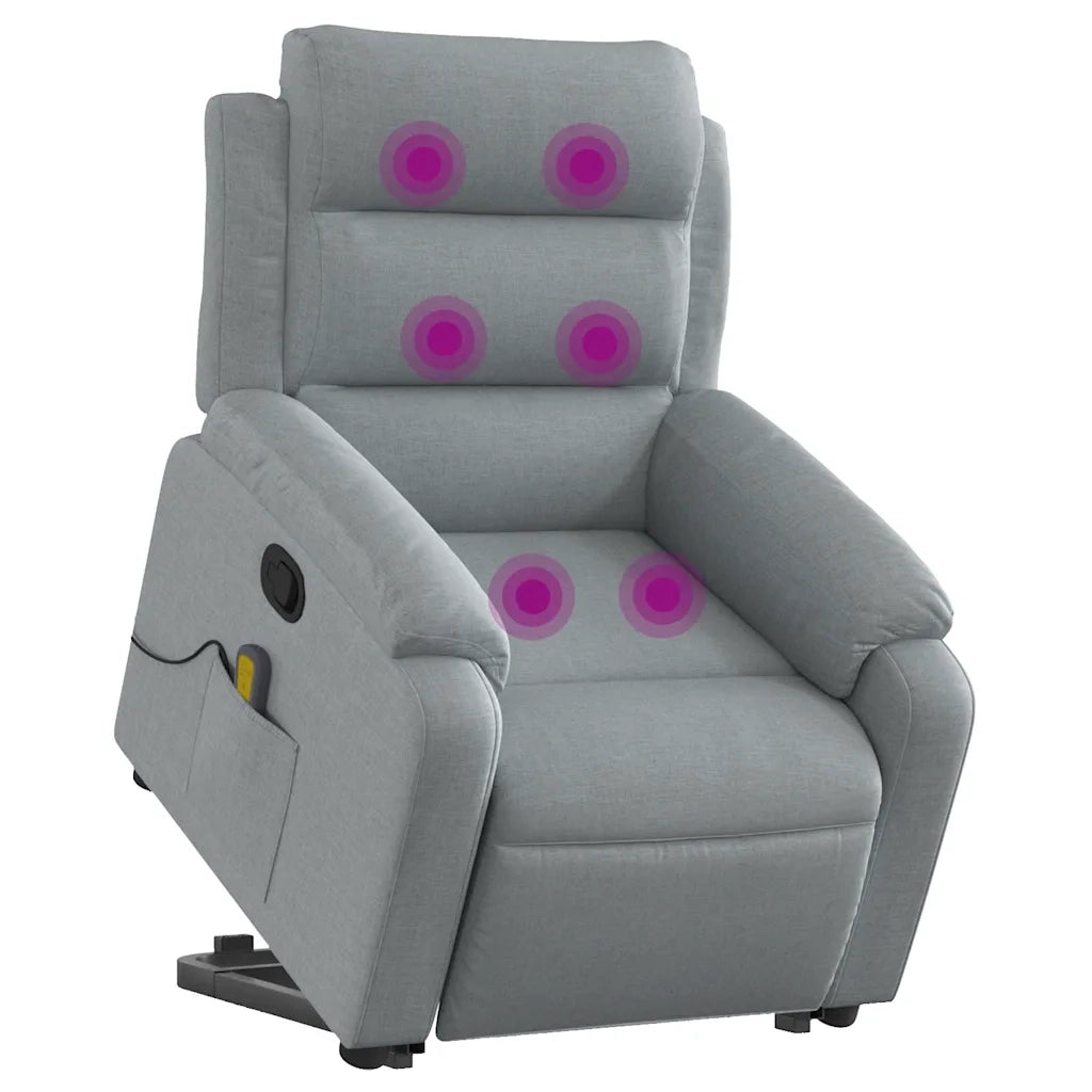 Poltrona Alzapersona Massaggi Reclinabile Grigio Chiaro Tessuto 3204992
