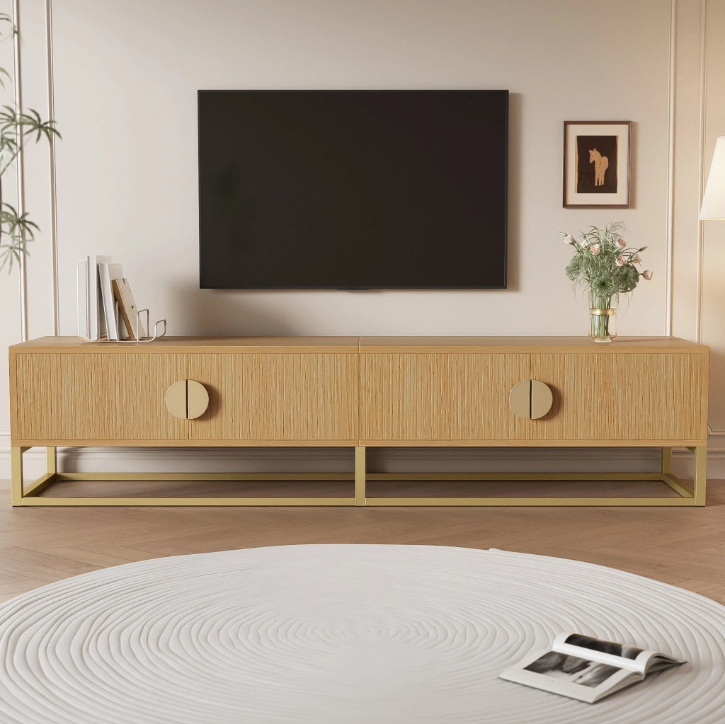 Mobile TV 180 cm color legno con 4 ante e maniglie semicircolari