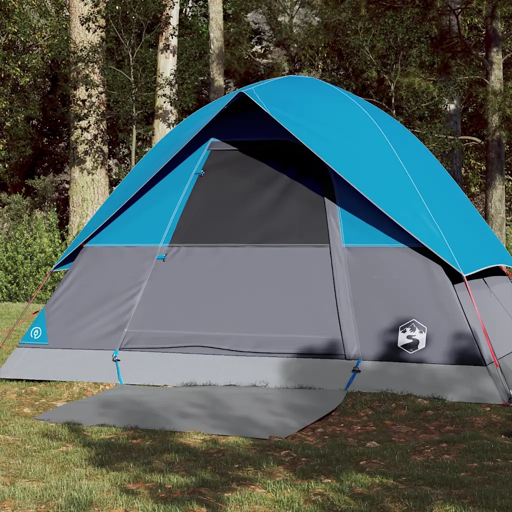 Tenda da Campeggio a Cupola per 3 Persone-Tenda per Escursionismo Blu Impermeabile 233315