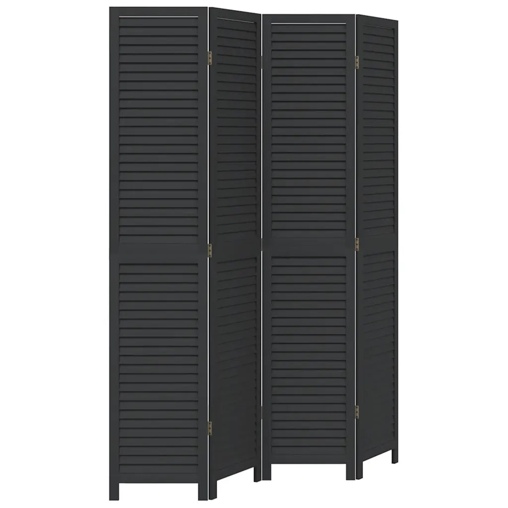Divisorio Ambienti 4 Pannelli Nero Legno Massello di Paulowniacod mxl 91092