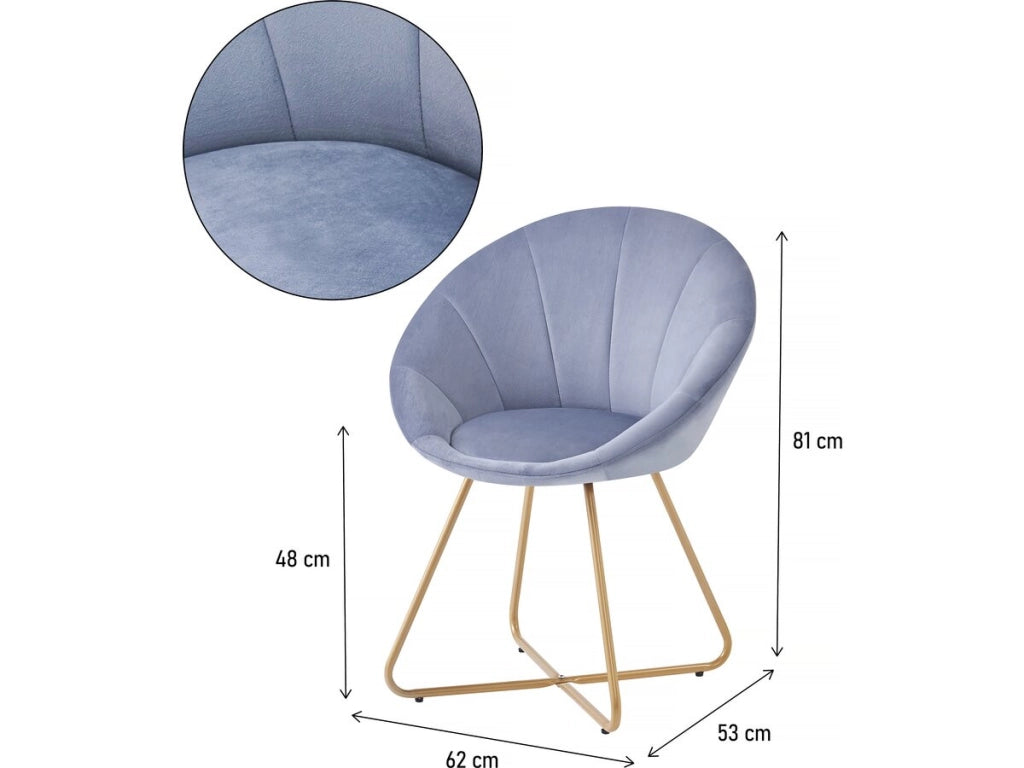 Set di 2 sedie per sala da pranzo in velluto "Rosalie" - Grigio