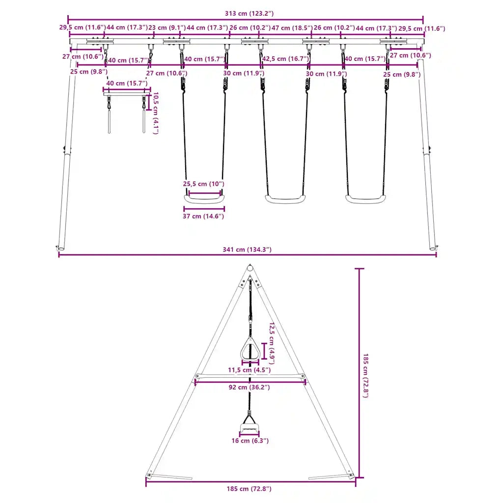 Set Gioco da Esterno con Altalene e Trapezio