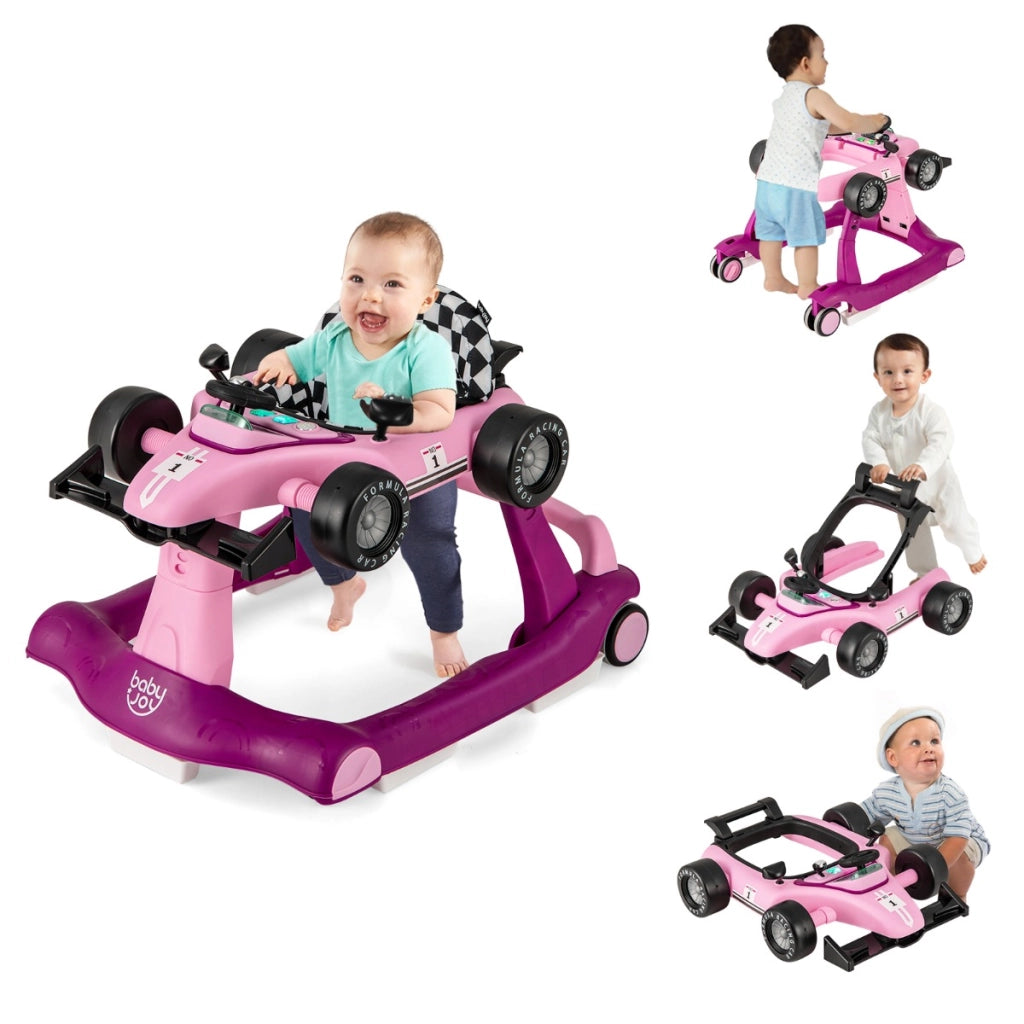 Primi passi 4 in 1 per neonati con altezza e velocit¨¤ regolabili, Primi passi a spinta con carillon con luci Viola