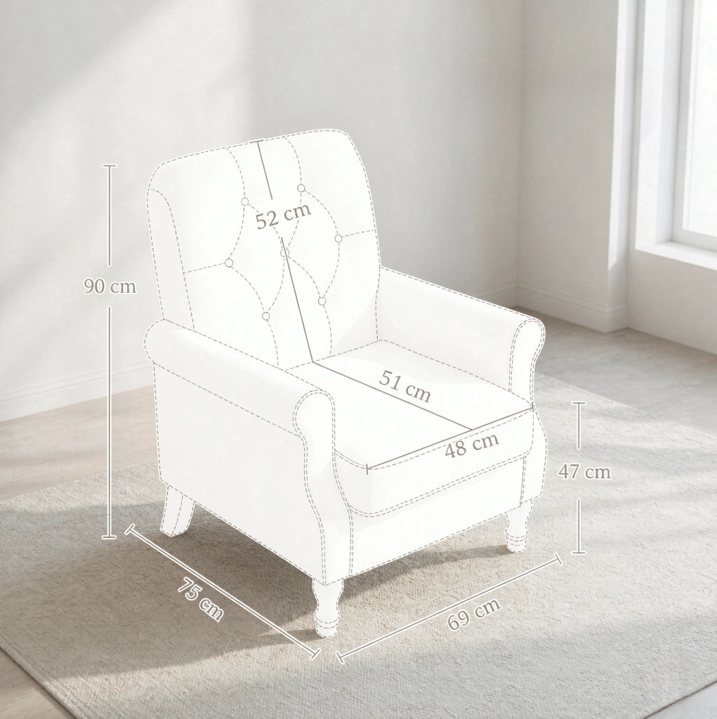 Poltrona lounge in tessuto effetto lino crema con molle