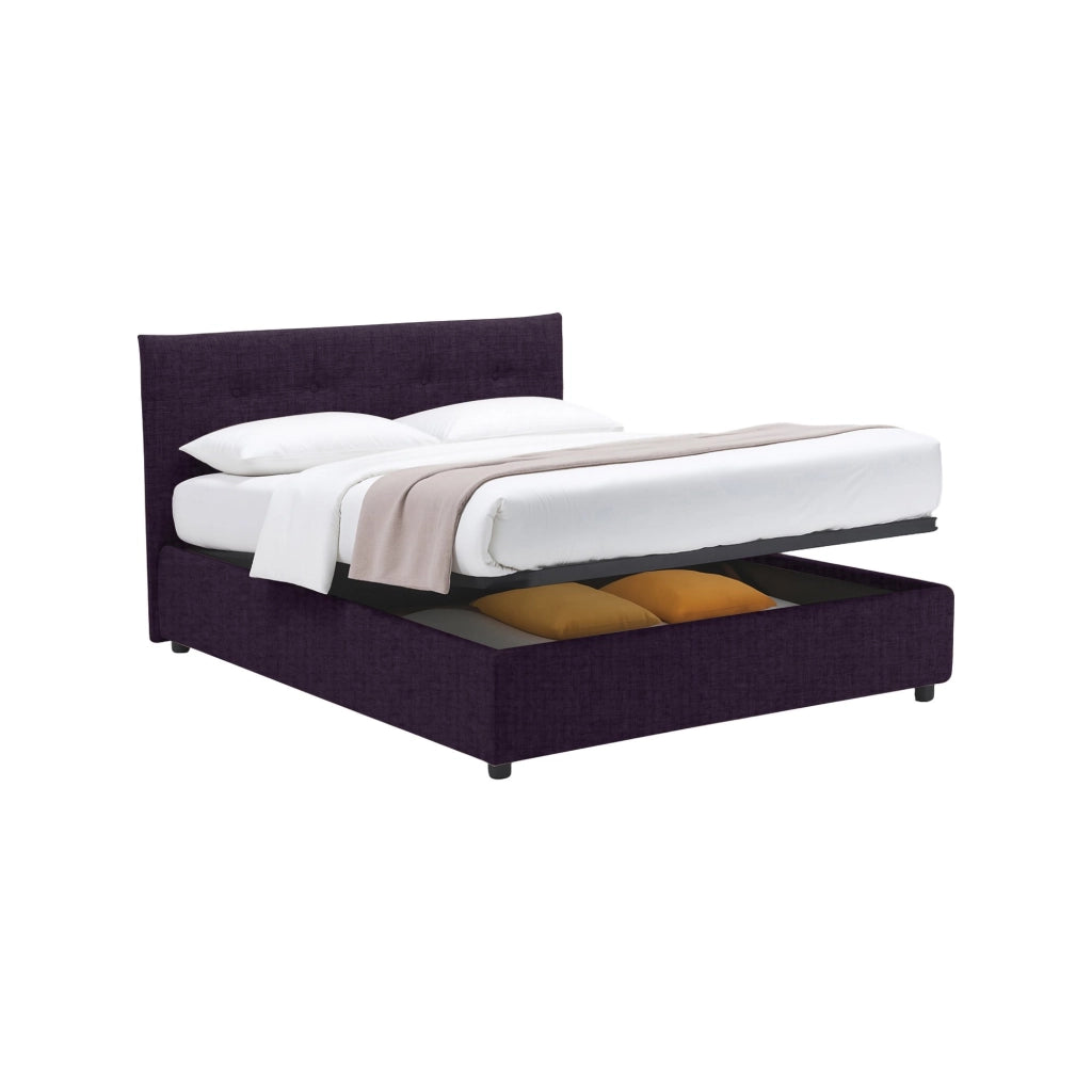 Bolton, Letto Piazza e Mezza Sfoderabile Made in Italy, Viola