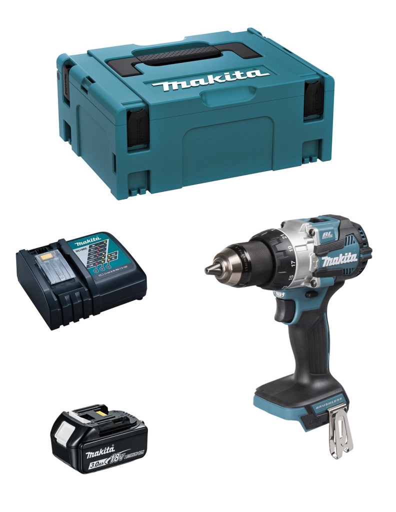 Trapano a Percussione MAKITA DHP489RFJ1 (1 x 3,0 Ah + DC18RC + MAKPAC 2)