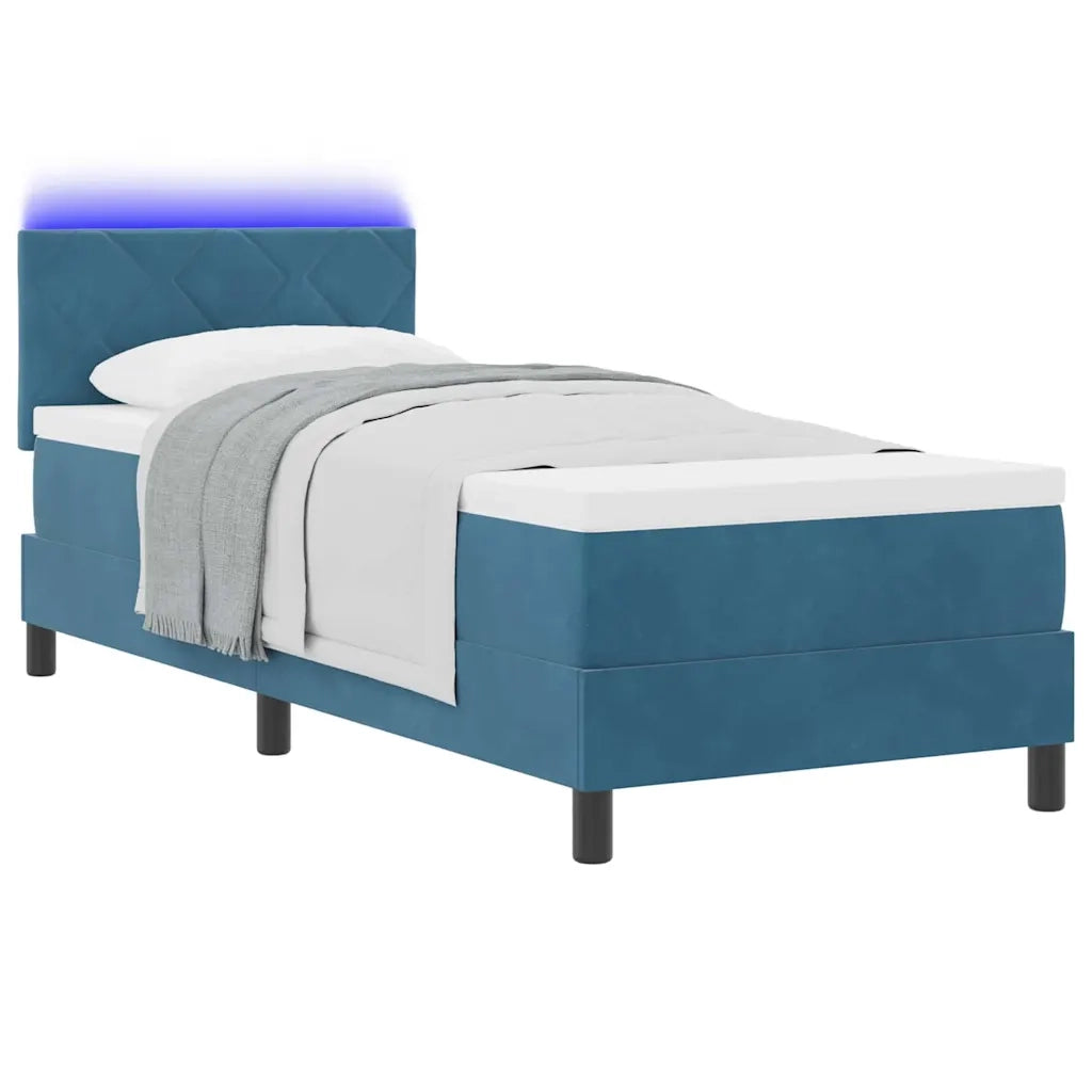 Letto a Sorgente LED con led Blu Scuro 80 x 200 cm Velluto