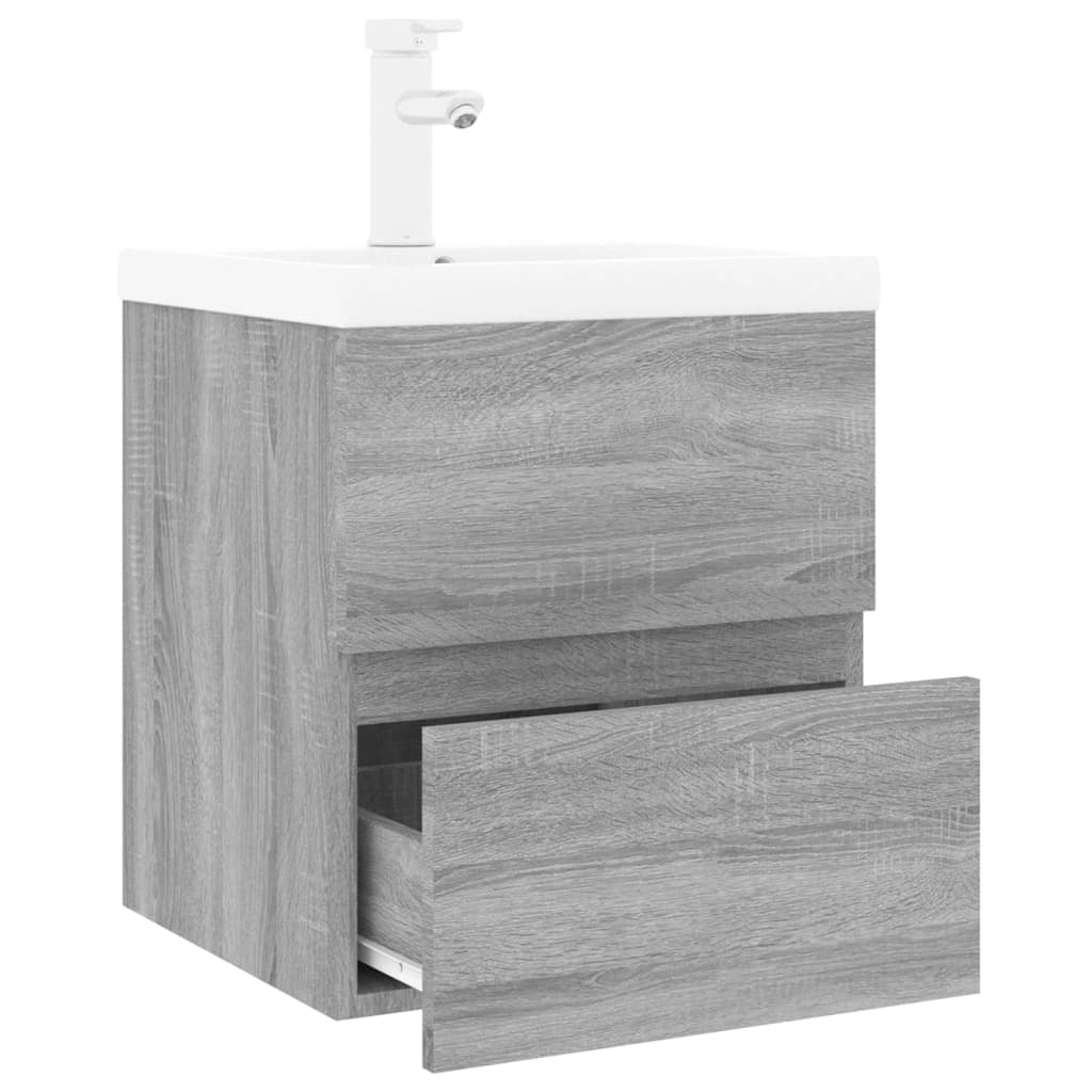 Mobile lavabo con vasca integrata 41 x 38,5 x 45 cm legno composito grigio 02_0006877