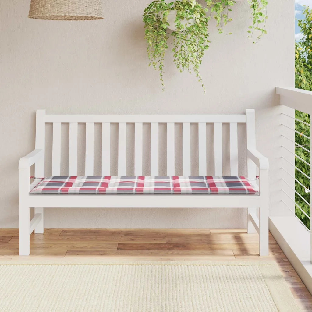 Cuscino per Panca a Quadri Rossi 150x50x4 cm Tessuto Oxford 314090