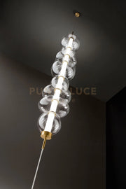 Piantana in metallo e vetro trasparente e oro spazzolato Bubbles LED 37W 3000K CRI?80 220-240V 50/60Hz 2960Lm Interruttore on/off e dimmer a pedale