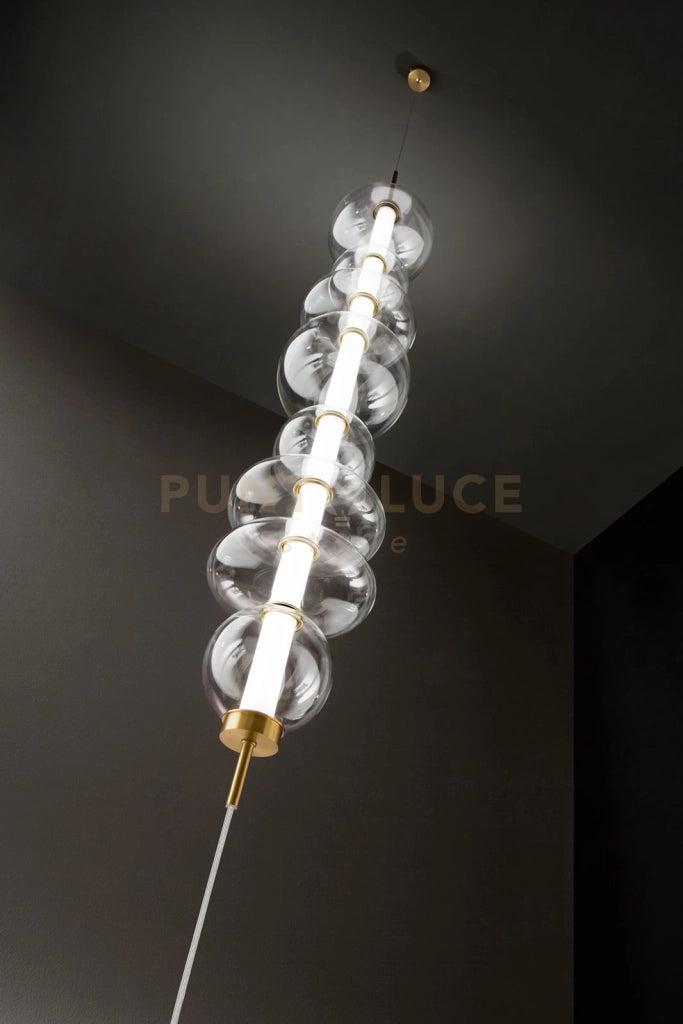 Piantana in metallo e vetro trasparente e oro spazzolato Bubbles LED 37W 3000K CRI?80 220-240V 50/60Hz 2960Lm Interruttore on/off e dimmer a pedale