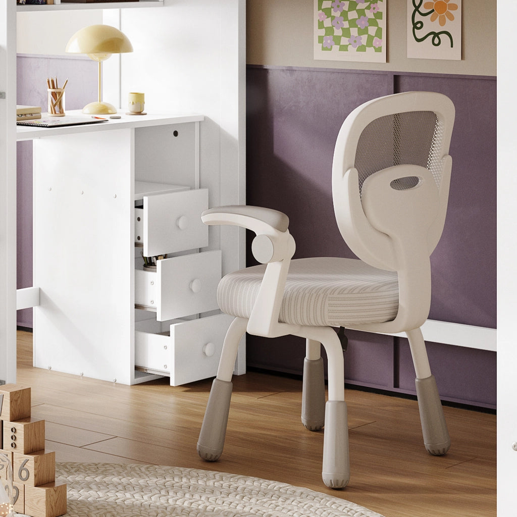 Letto a castello 90x200 cm con scrivania, cassetti e scala contenitore