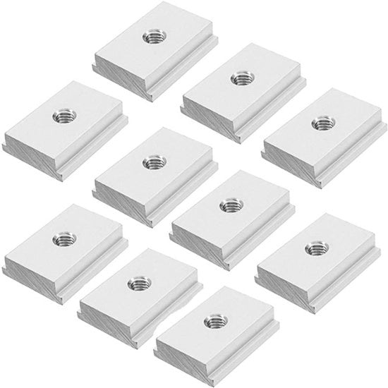 T-moer in Alluminio con T-sleuf per M6 - 10 Stuks - Gomma in Alluminio per Hout - Bevande - Resistente all'Ossidazione