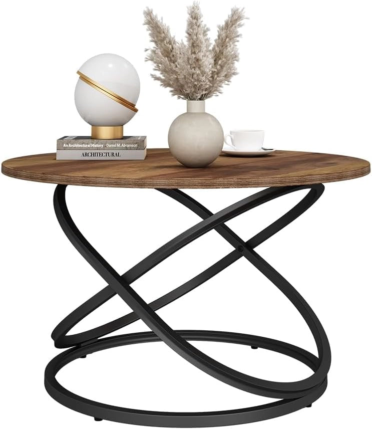 Tavolino Calgary, Legno antico/Nero, 79.5 x 62 cm con ampia superficie di lavoro