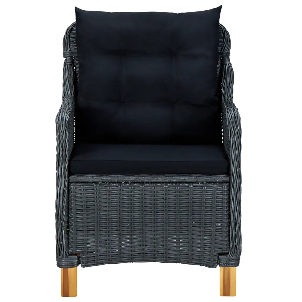Set da Pranzo da Giardino 9pz e Cuscini Polyrattan Grigio Scuro cod mxl 36194