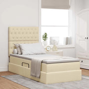 Letto con contenitore e materasso Crema 100 x 200 cm Poliestere