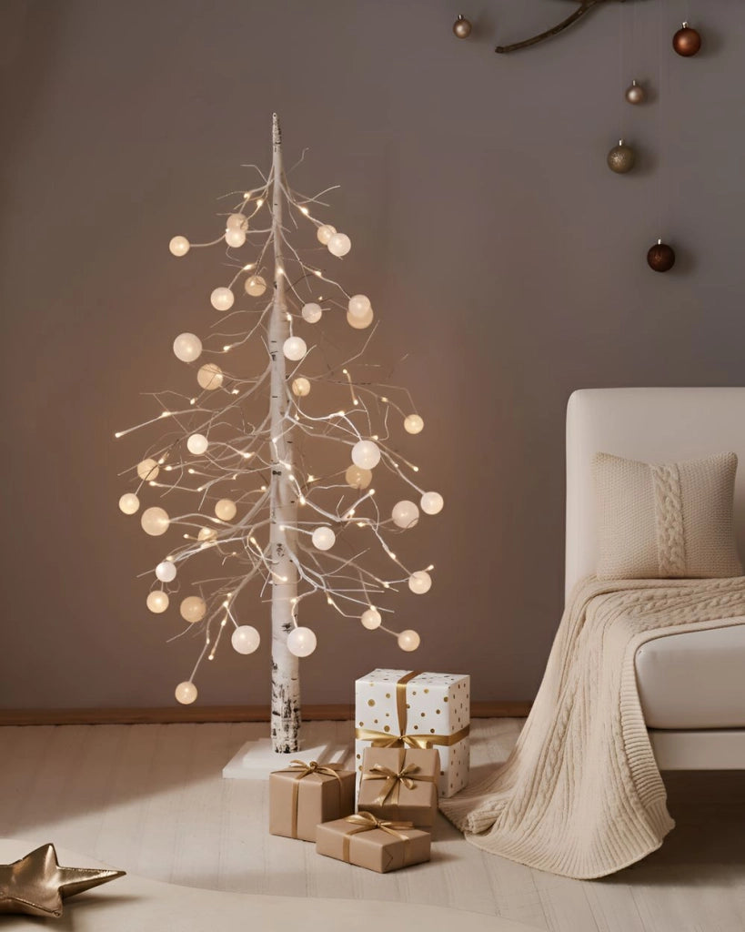 Albero di Natale artificiale in materiale sintetico bianco 122 cm Luci LED Decorazioni natalizie tradizionali per interni ed esterni