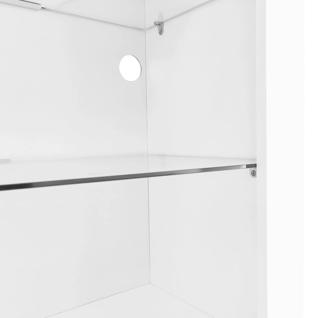 Vetrina con 1 Anta; 1 Cassetto e 2 Ripiani; LED Controllata da App; Bianco Lucido; in Pannelli; 60¡Á35;5¡Á165 cm