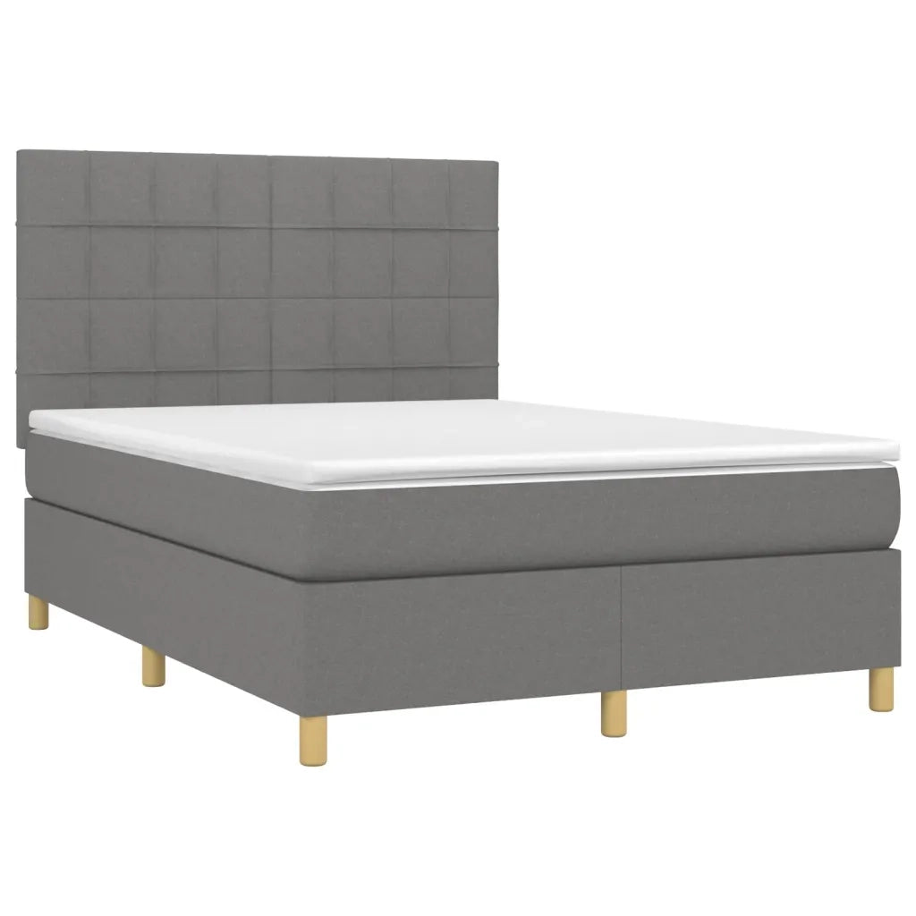 Giroletto a Molle con Materasso Grigio Scuro 140x200cm Tessuto 3142338