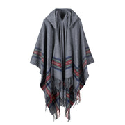 Sciarpa da donna spessa in jacquard di cashmere a righe, stile europeo e americano.