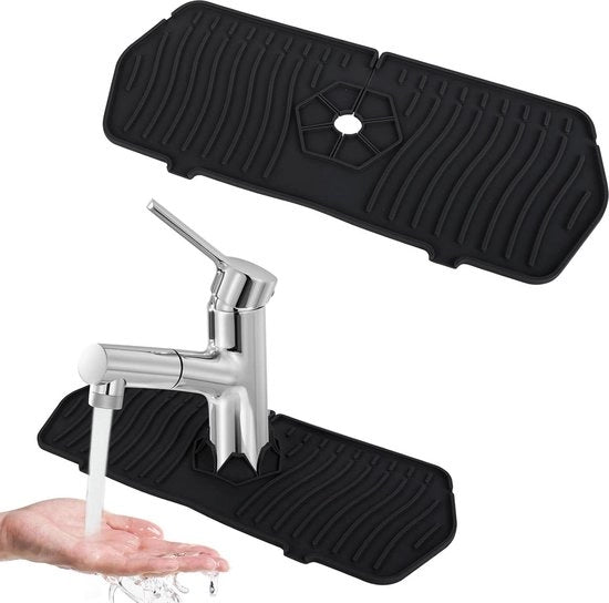 Mat di protezione per rubinetti e lavello - 355 x 145 cm - protezione da schizzi per rubinetti da cucina e vasca da bagno - lavello e doccia da cucina - nero