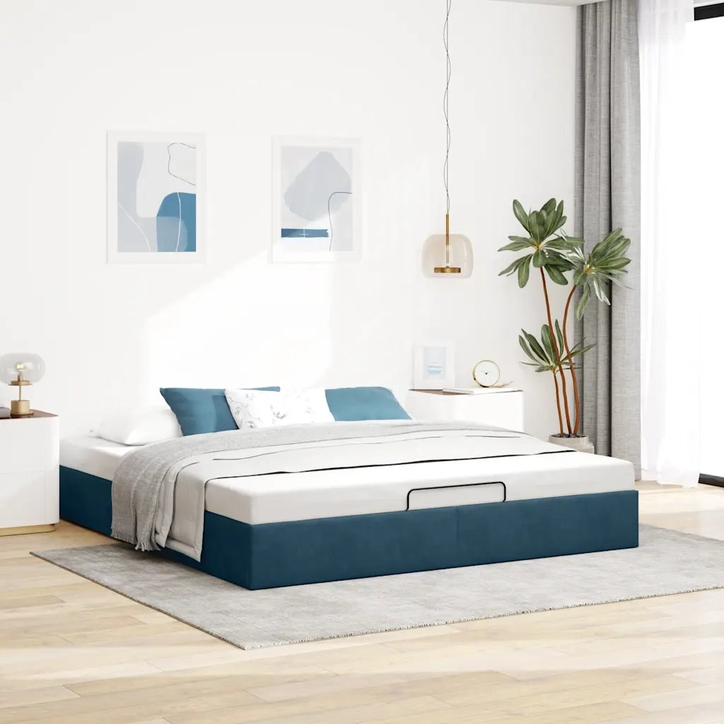 Struttura Letto Pouf senza Materasso-Giroletto con contenitore 180x200 cm in Velluto 592931