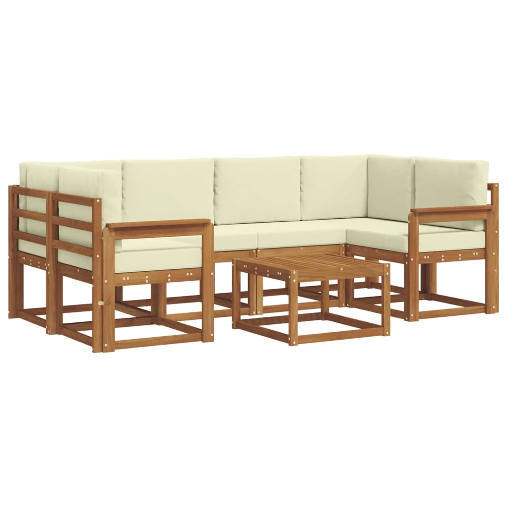 Set di divani da esterno con cuscino 7 pcs Naturale e Crema