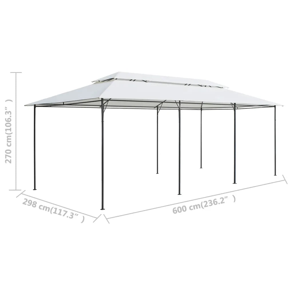 Gazebo 600x298x270 cm Bianco 180g/mÂ²