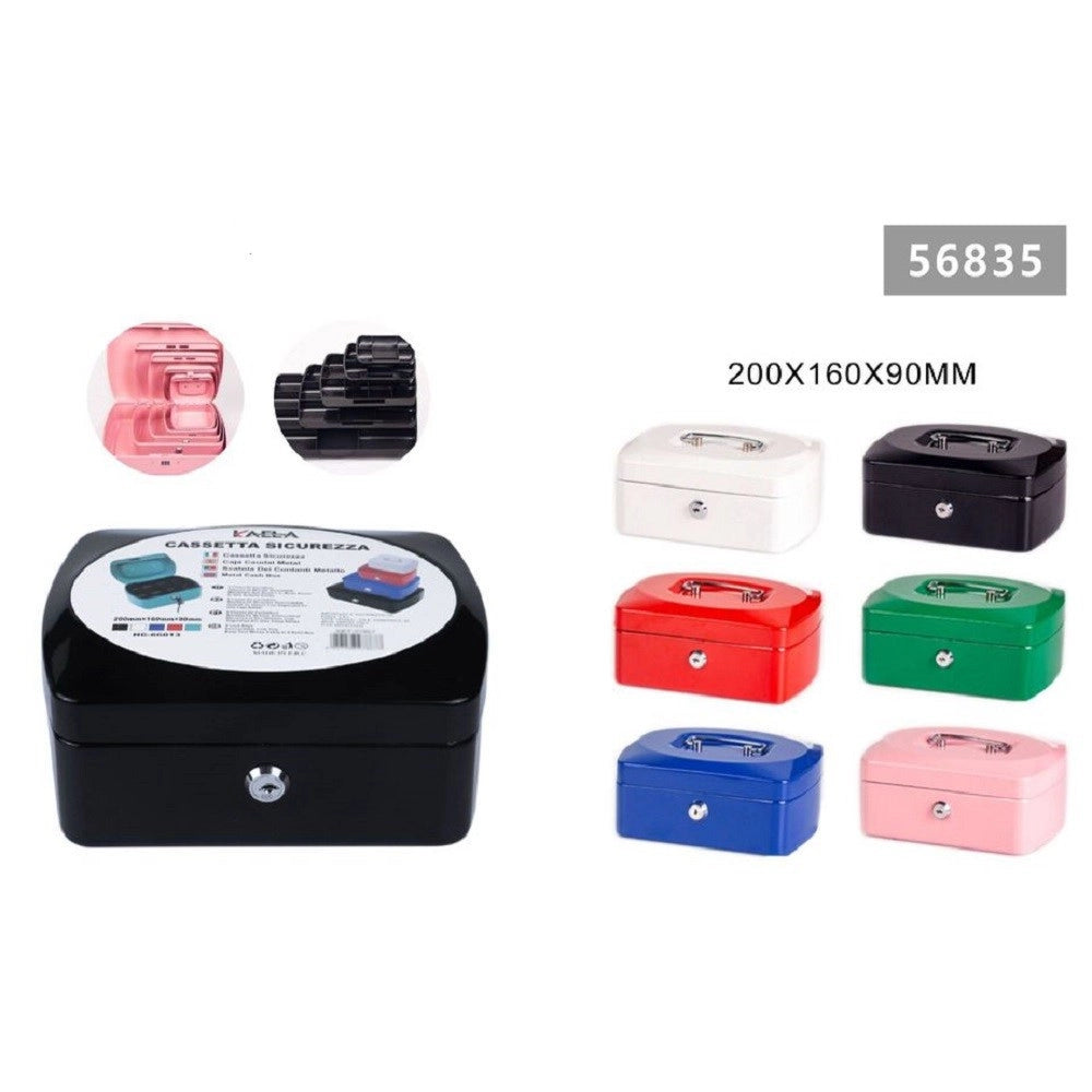 Trade Shop - Cassetta Portavalori Cassaforte Di Sicurezza In Metallo Chiavi 20x16x9cm 56835 -