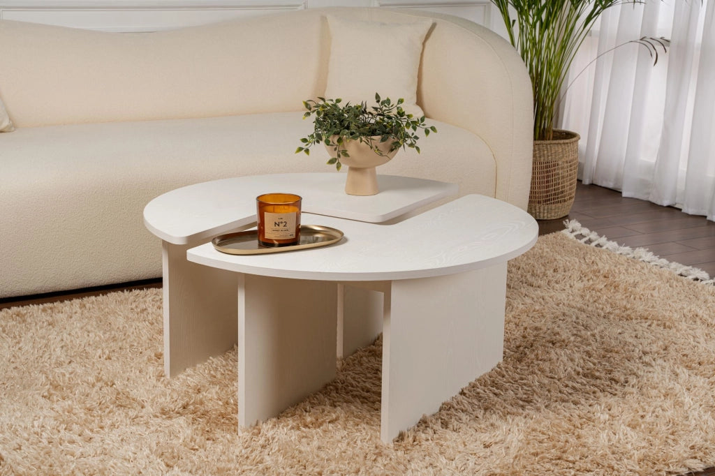 Tavolino in legno "Moira" 90 x 90 x 41 cm - Legno bianco
