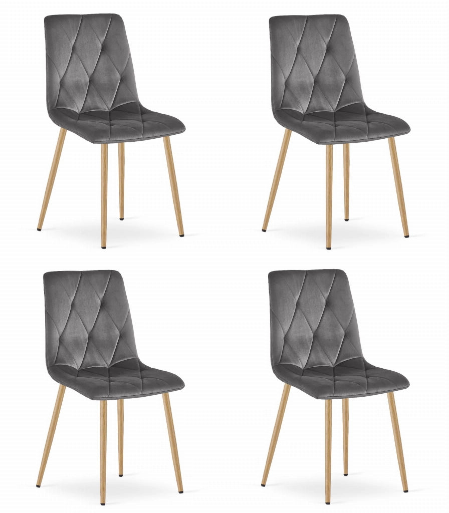 Sedia Valora TYRA in velluto grigio scuro con gambe in legno x4