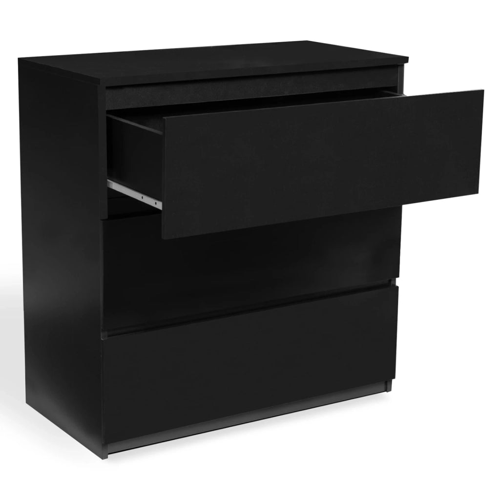 IDMarket - Cassettiera a 3 cassetti TOMI legno nero