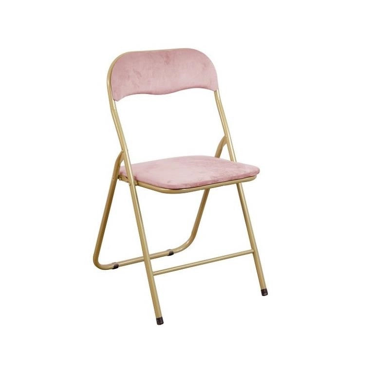 1 Pezzo Sedia da Arredo Pieghevole in Velluto Cynthia Rosa
