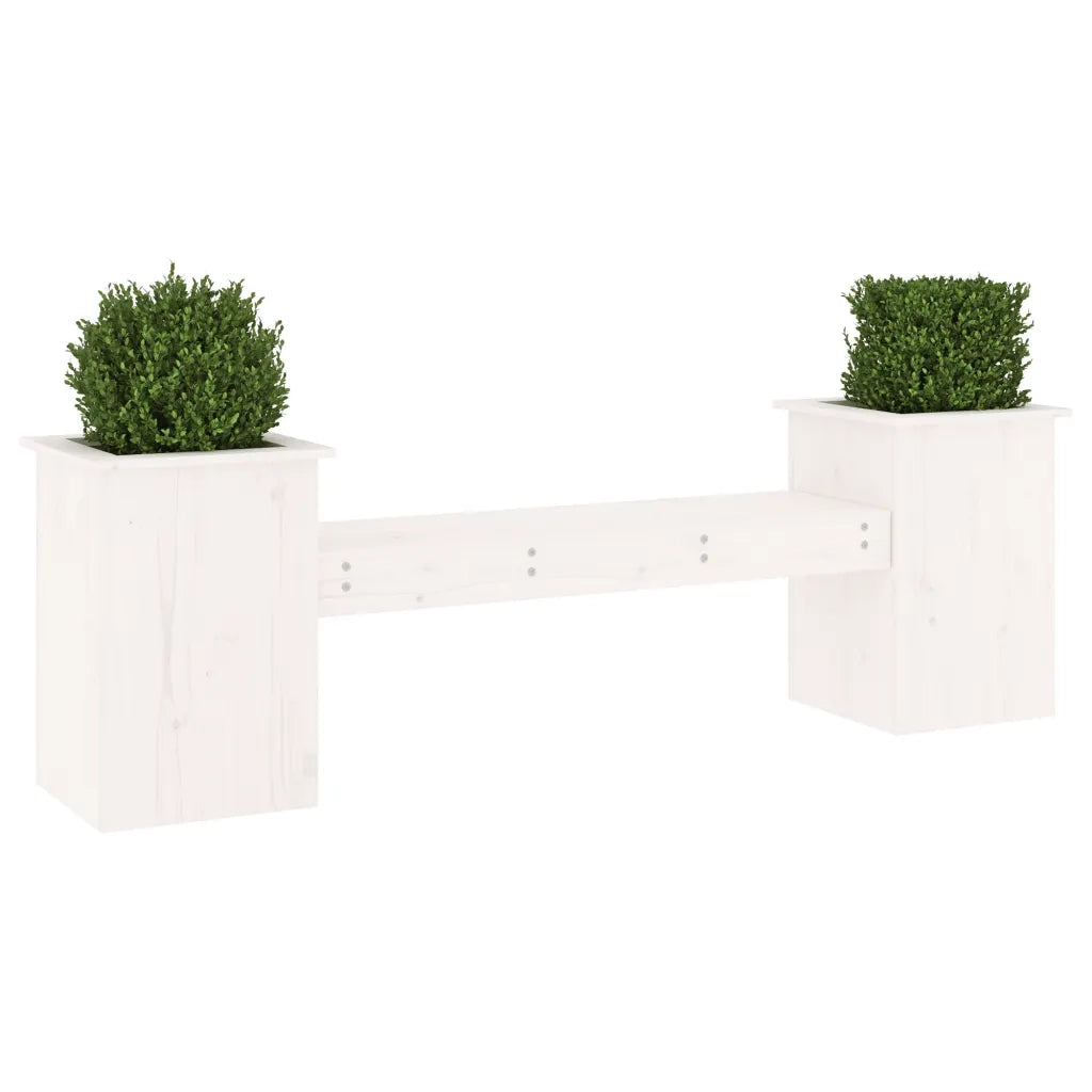 Panca da Giardino | Panchina Fioriera Bianca 184,5x39,5x56,5 cm Legno Massello Pino