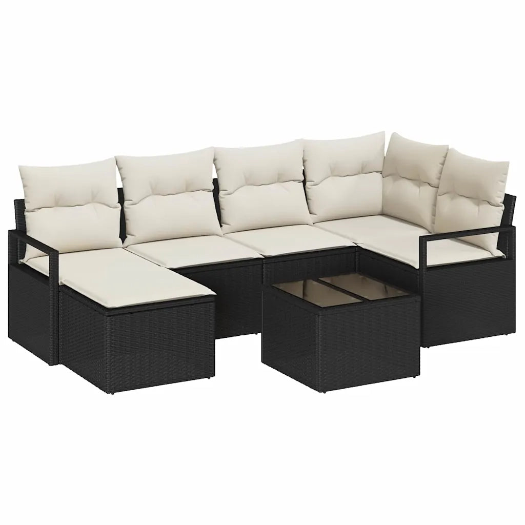 Set di divani 7 pcs Nero polyrattan 3346457