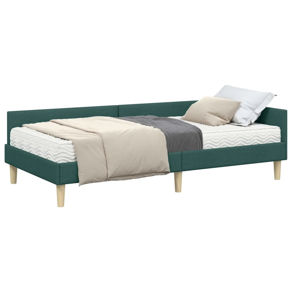Struttura Letto Angolare con Materasso 2 pz-Giroletto con materasso Verde Tessuto 160677