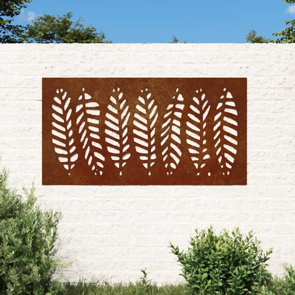 Decorazione Muro da Giardino 105x55 cm Foglia Acciaio Corten 824500