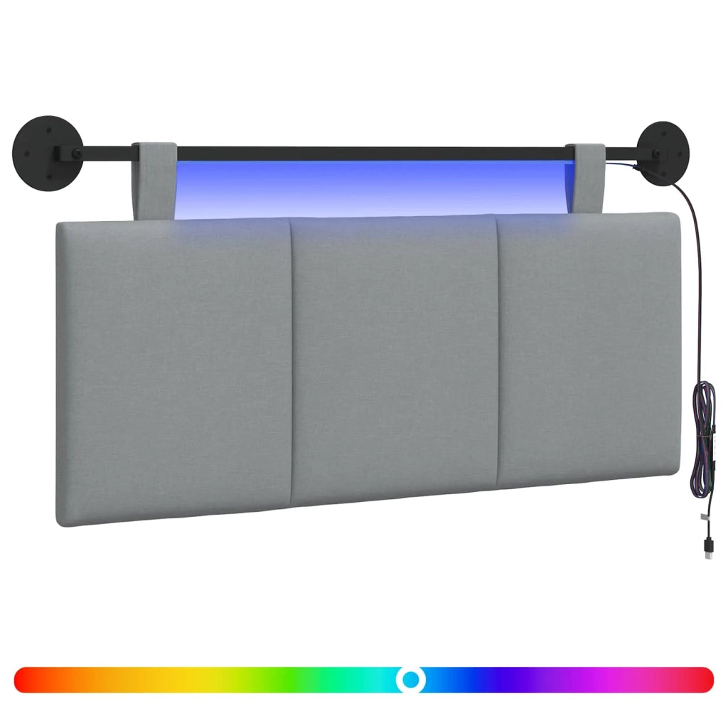 Testiera sospesa Con luce LED Grigio Chiaro Tessuto