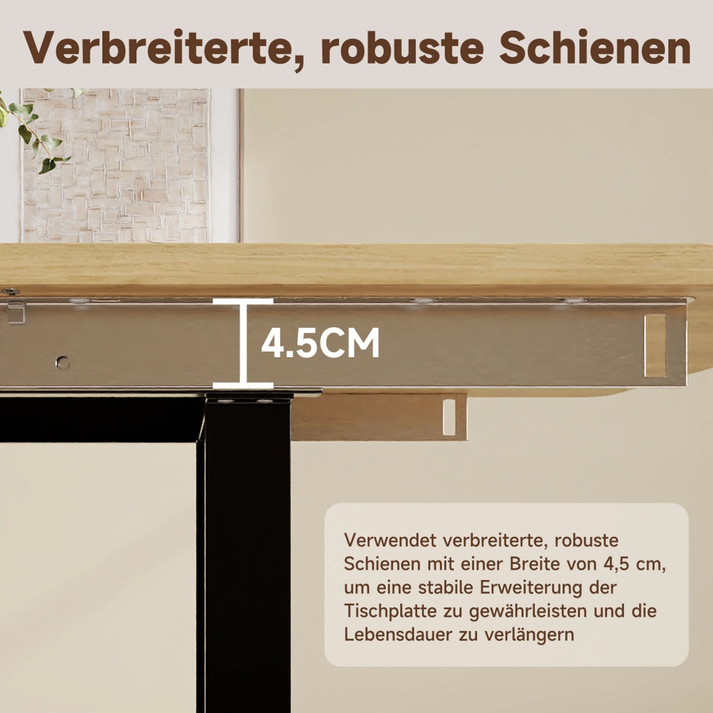 Tavolo da pranzo allungabile 140/180/220x80 cm; rettangolare per 6-10 persone; gambe in metallo; effetto legno naturale