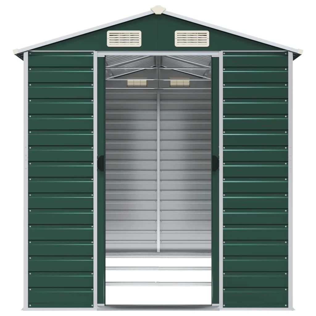 Casetta da giardino cabina ripostiglio casetta da esterno robusta casetta per attrezzi 191 x 300 x 198 cm acciaio zincato verde 02_0022349