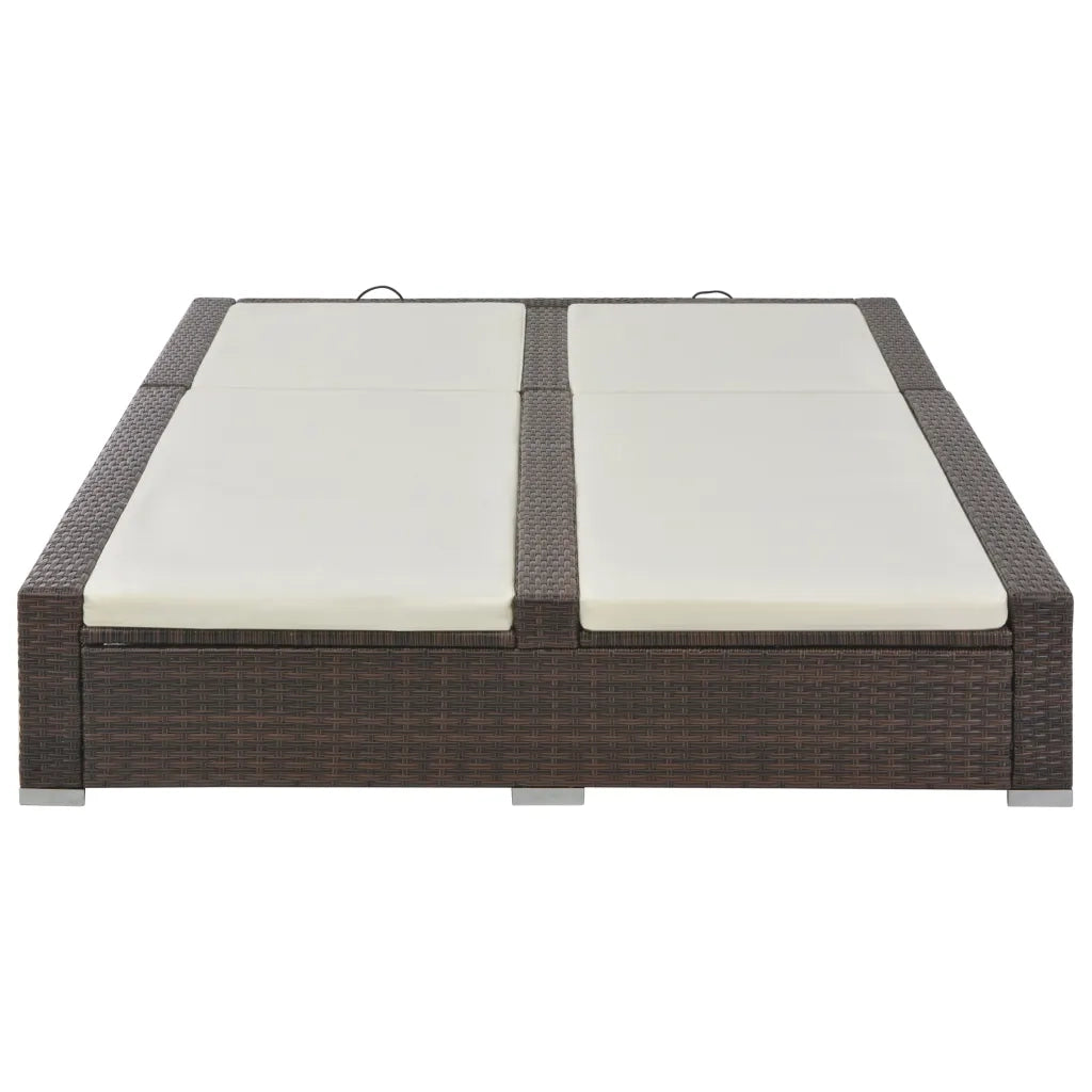 Lettino Prendisole | Sdraio da giardino | Lettino da sole Doppio in Polyrattan Marrone