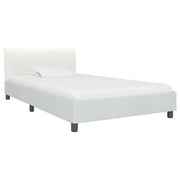 Letto singolo | Letto per adulti | Giroletto Bianco in Similpelle 90x200 cm