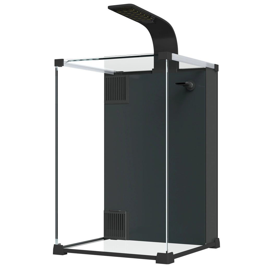 Acquario Casalingo da 36L in Vetro Temperato con Filtro Integrato e Luce LED, 30x30x45.5 cm, Nero